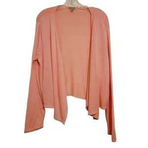 J. Jill | Salmon Pink Cascading Open Cardigan Sweater (Size Large Petite)